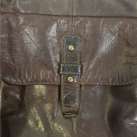 Fossil Vintage Dylan City Brown Leather Crossbody Satchel Bag Unisex - Picture 3 of 7